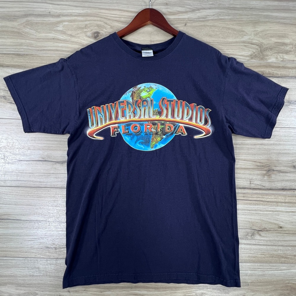 Universal Studios Florida T Shirt Mens L Navy Globe Logo Graphic Tee Orlando